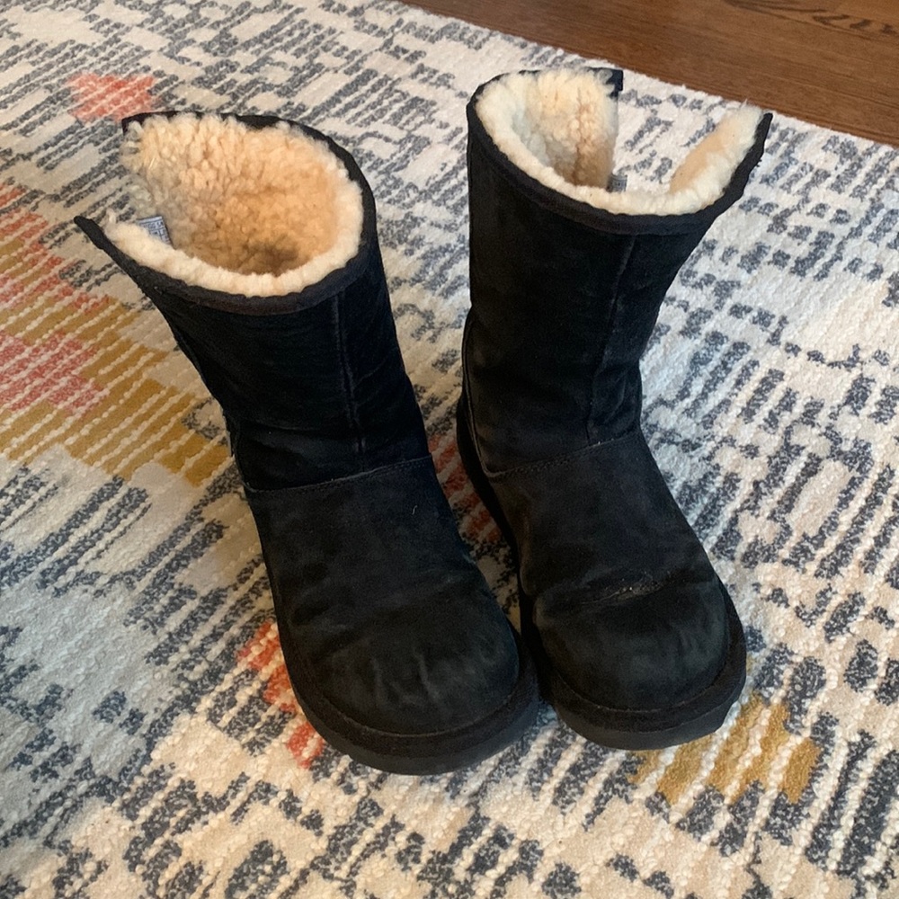 Black Uggs, mid calf with zipper